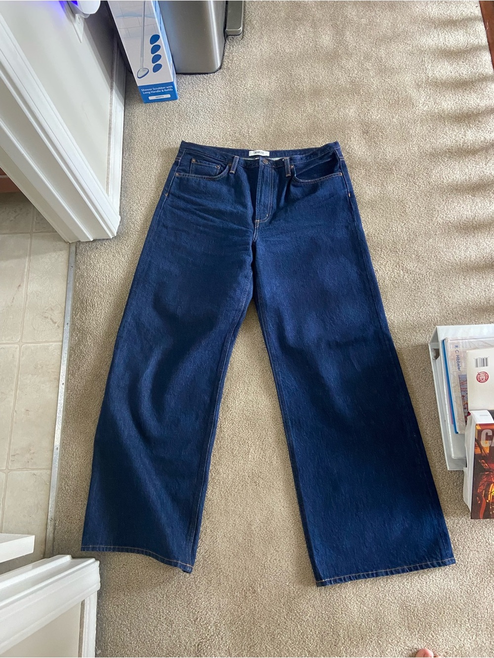 Agolde Wide-Leg Jeans in Dark Blue Denim